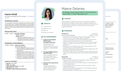 Resume templates preview